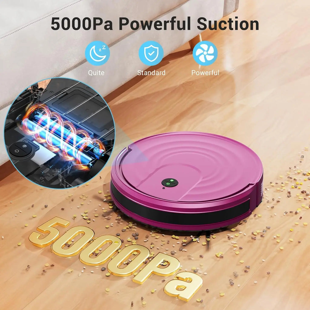 Robot Vacuum and Mop Combo 5000Pa, 650mL, WiFi/Alexa/App Control, Self-Charging Ultra-Slim Cleaner