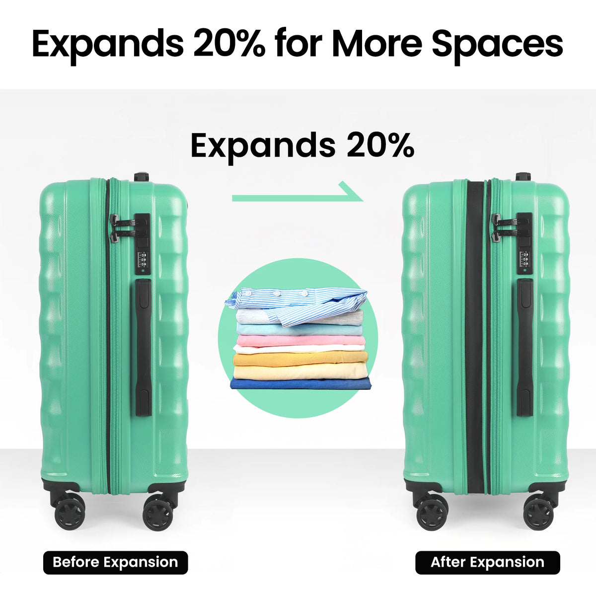 Expandable Luggage Sets 2-Piece 20"25"/20"29" Lightweight Durable Rolling Spinner Luggage Hardshell Suitcase with TSA Lock