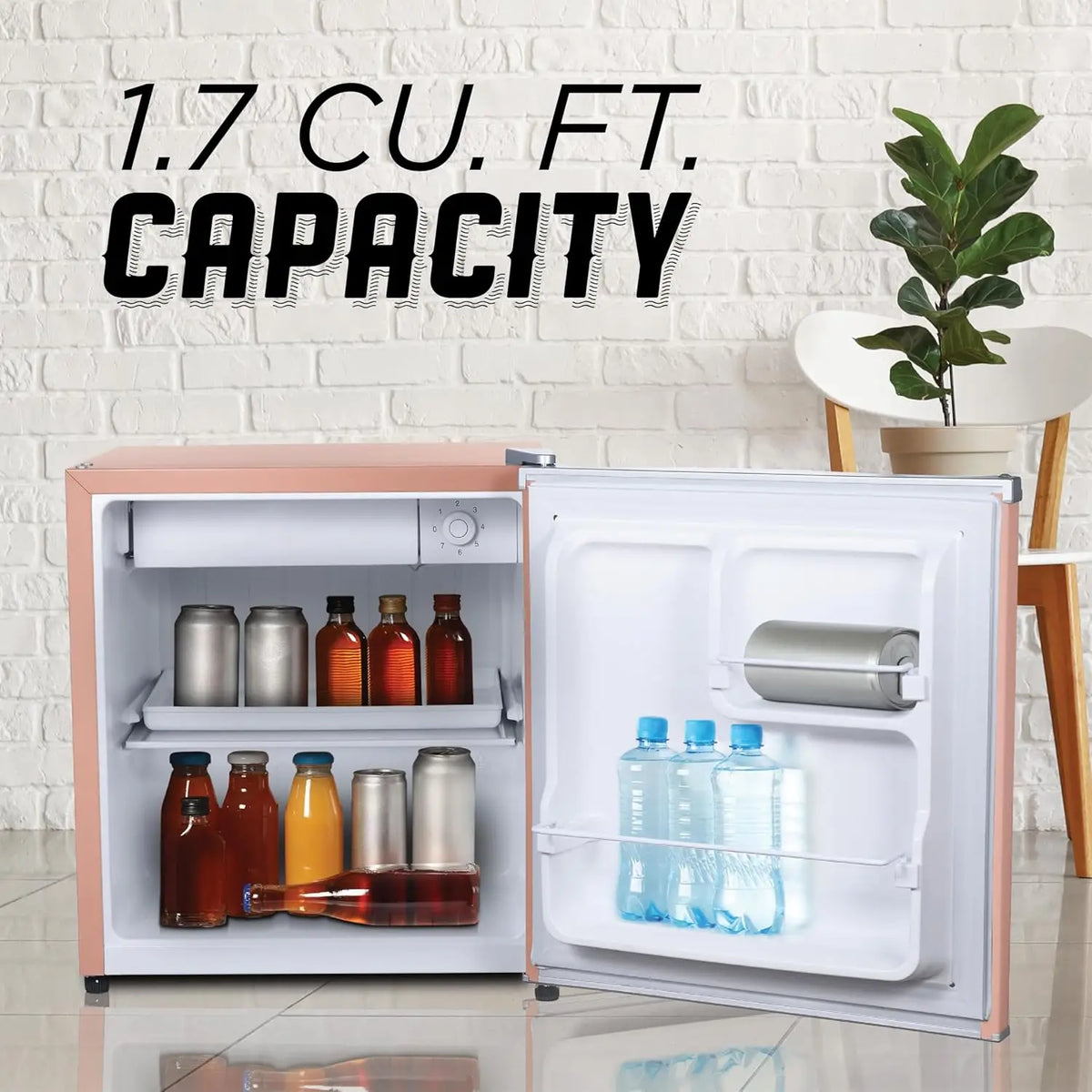 1.7 Cu. Ft. Compact Refrigerator, ENERGY STAR Certified Mini Fridge with Freezer, Single Door Small Refrigerator for Dorm