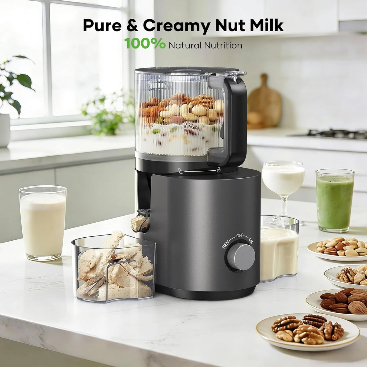 3-in-1 Juicer Machines, Cold Press Juicer 7“ Large Chute & 120oz – for Whole Vegetables & Fruits, High Juice Yield | Nut Milk | Natural Sorbet
