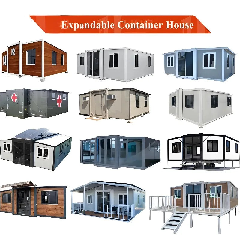 Woodgrain 20ft 40ft New Design Waterproof Prefab Expandable Container House 2 3 4 5 Bedroom Prefabricated Villa Mobile Home
