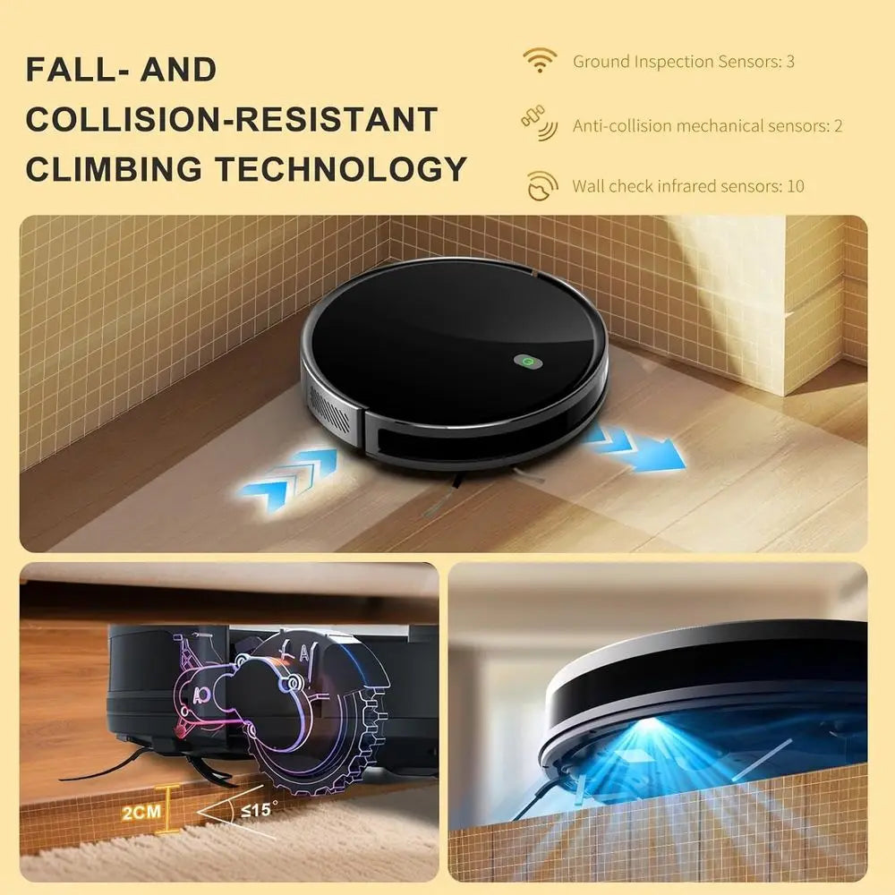 High-Efficiency 3500Pa Robot Vacuum and Mop with Quiet Operation, App Control, and Ideal for Pet Hair on Carpets and Hard Floors