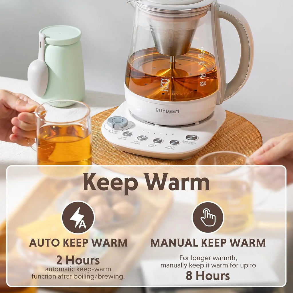 Electric Tea Maker & Coffee Brewer, 6 Strength Levels, 4 Temp Settings, 1.5L