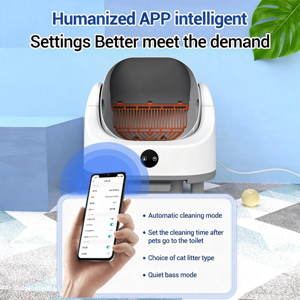 Open Top Self Cleaning Litter Box Automatic Smart Cat Toilet 9L Large Waste Bin APP Control Odorless Multi-Cat Sandbox