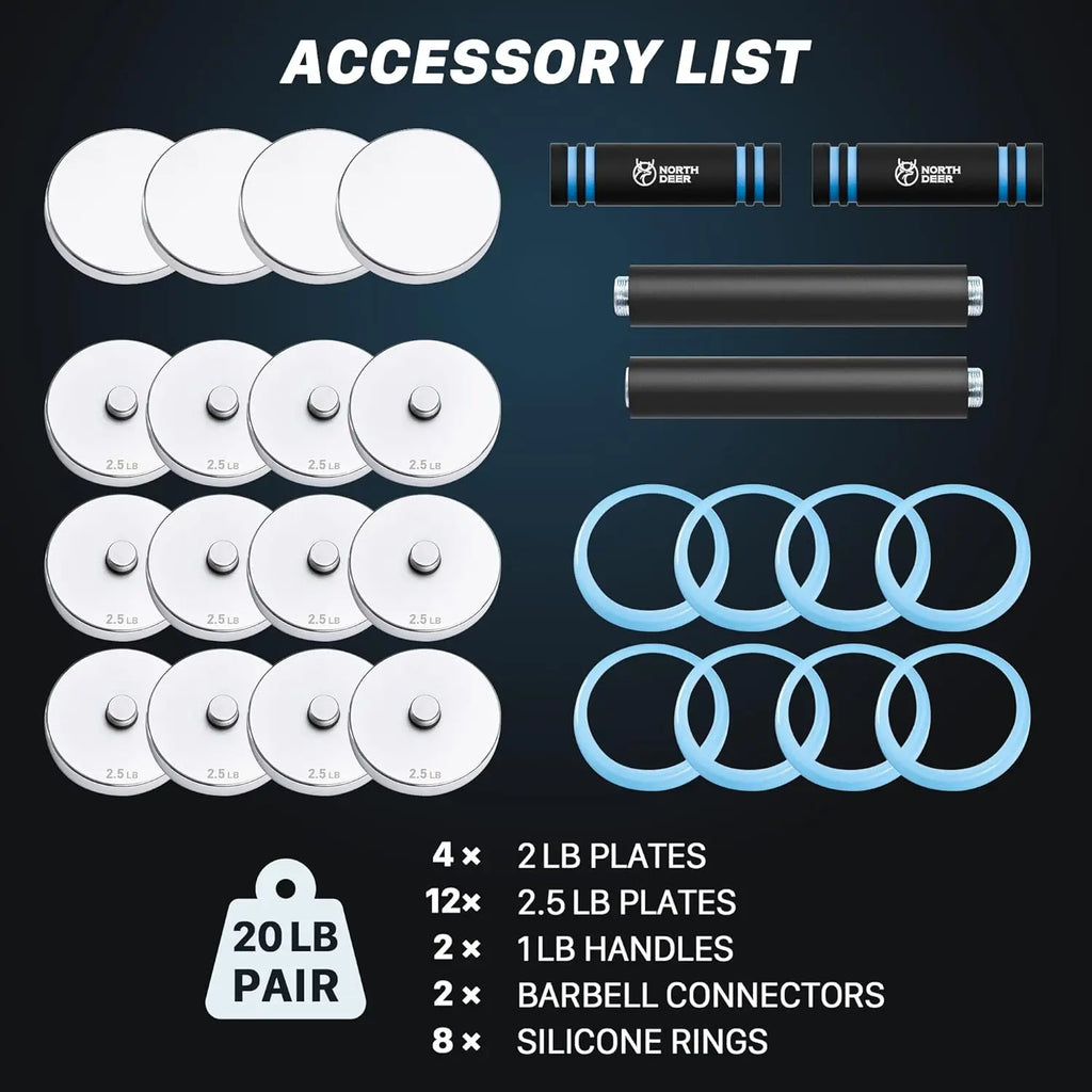 Upgraded Adjustable Steel Dumbbells 40LB / 60LB - 2 in 1 Dumbbell Barbell Set for Home Gym Workout