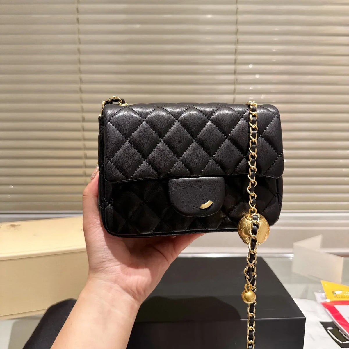Designer Handbag 5A Real Leather Shoulder Bag Golden buckle Gold Ball Purse Women Totes Classic Clutch Genuine Leather Crossbody
