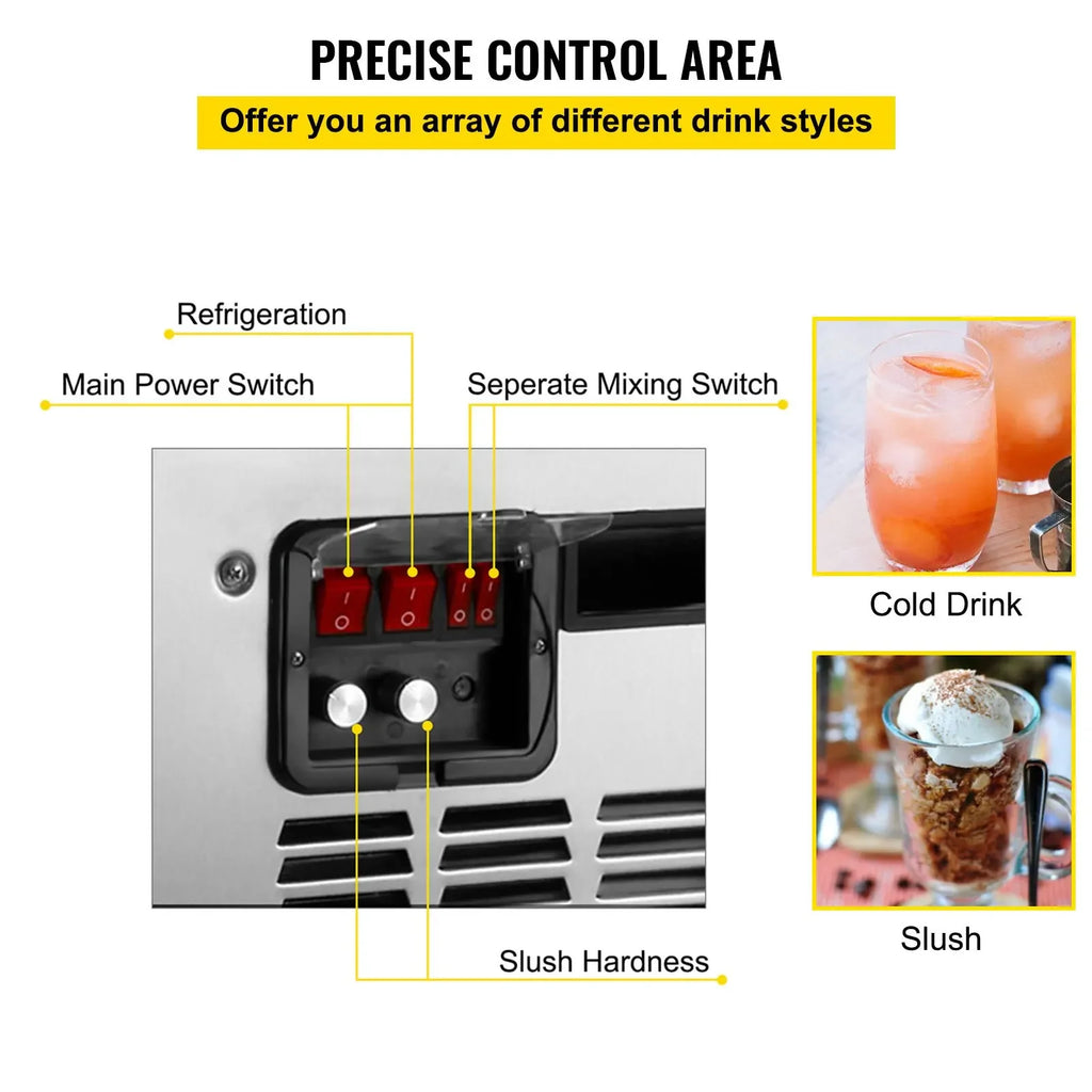 SIHAO Commercial Slushy Machine Tanks Frozen Drink Maker with Auto Temperature Control Ice Juice Tea Coffee Making 15Lx2