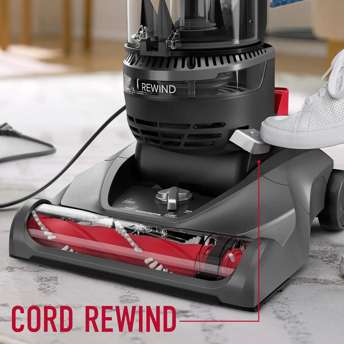 Automatic Cord Rewind Upright Bagless Vacuum Cleaner for Carpet, Hard Floors and Pet Hair