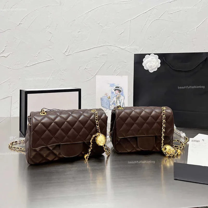 New 2025 Color Designer Shopping Crossbody Diamond Lattice Soft Shoulder Bag Gold Ball Woc Chain Flap Leather Cowhide Hasp Belts