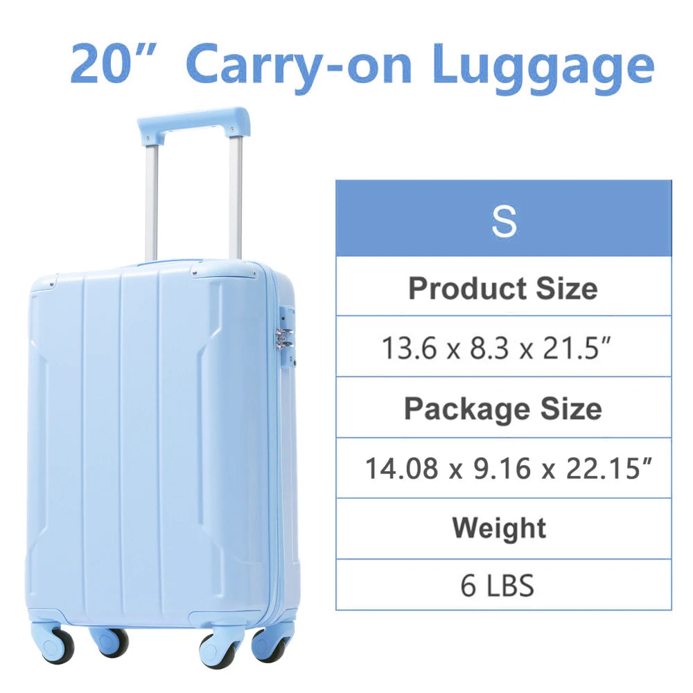 Hardshell Rolling Luggage, Lightweight Durable ABS Suitcase with 360° Spinner Wheel, TSA Lock,  Airline-Approved Travel Carry On
