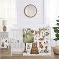 4-Piece Baby Crib Bedding Set Woodland Animals for Boys or Girls Infants/Nursery incl. Blanket Fitted Sheet Skirt Diaper Stacke