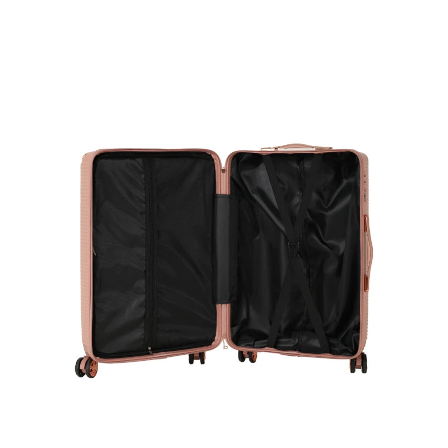 4-piece hard luggage set for travel, polycarbonate, black, 360 dual-rotating wheels with password lock and lightweight universa