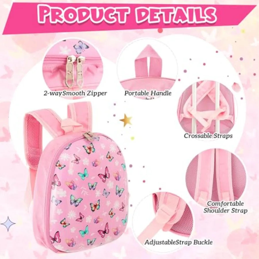 4 Pcs Luggage Set Carry On Rolling Suitcase Backpack Neck Pillow Travel Set Gift for Girls Boys Summer Camp
