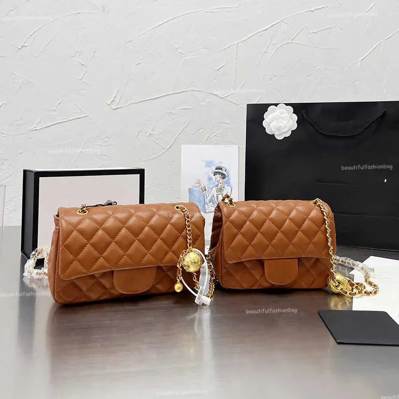 New 2025 Color Designer Shopping Crossbody Diamond Lattice Soft Shoulder Bag Gold Ball Woc Chain Flap Leather Cowhide Hasp Belts