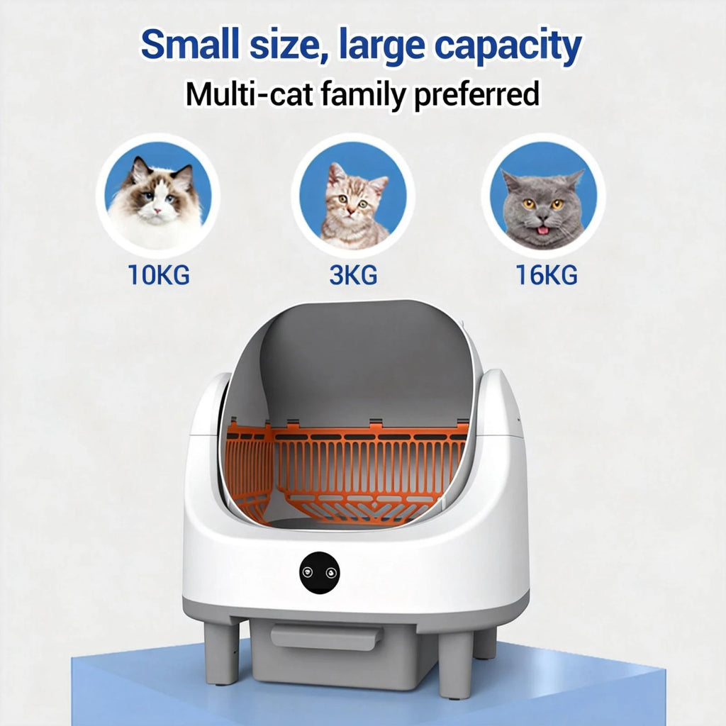 Open Top Self Cleaning Litter Box Automatic Smart Cat Toilet 9L Large Waste Bin APP Control Odorless Multi-Cat Sandbox