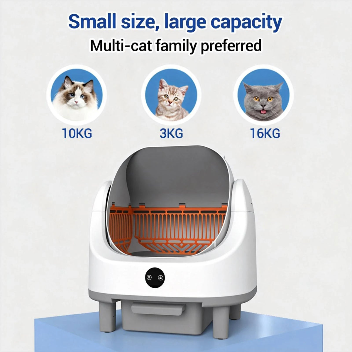 Open Top Self Cleaning Litter Box Automatic Smart Cat Toilet 9L Large Waste Bin APP Control Odorless Multi-Cat Sandbox