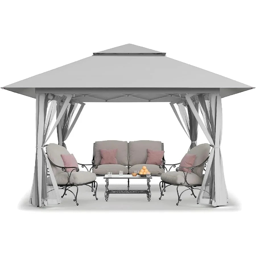 Pop Up Gazebo, Outdoor Canopy Tent, Grey
