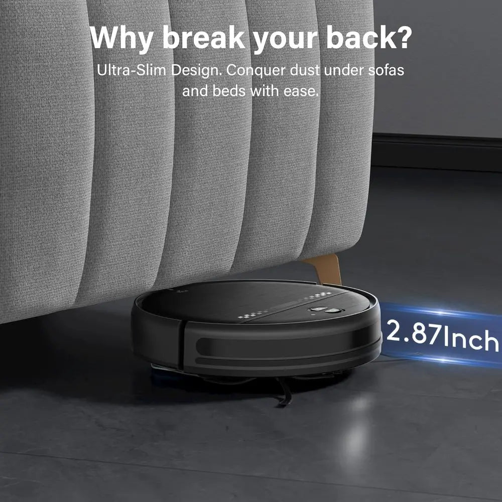 2-in-1 Slim Robot Vacuum and Mop with Wi-Fi/Voice Control, 3D Obstacle Avoidance, Self-Charging for Hard Floors and Carpets, Pet