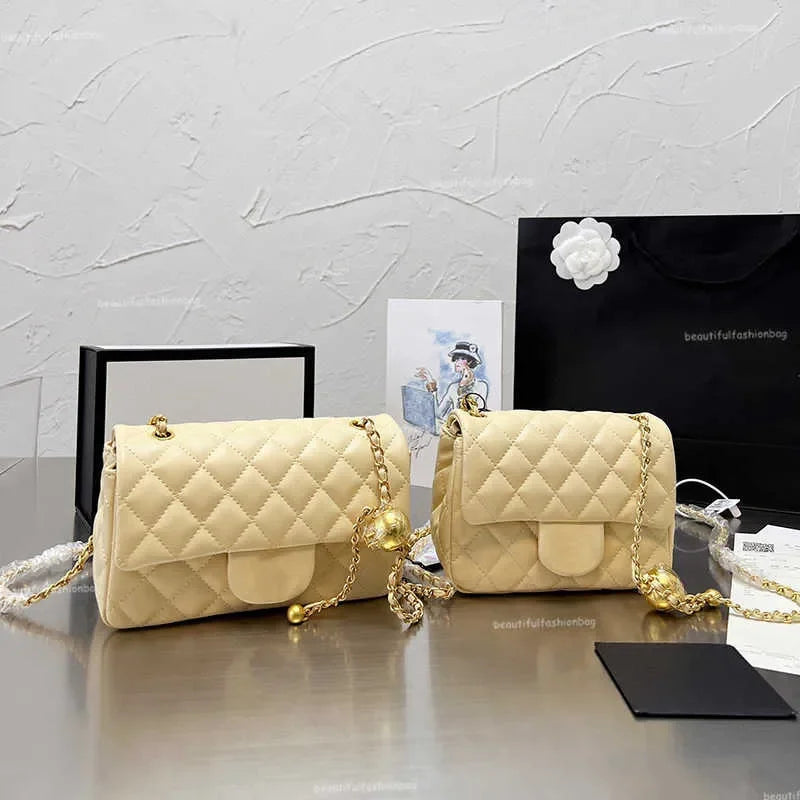 New 2025 Color Designer Shopping Crossbody Diamond Lattice Soft Shoulder Bag Gold Ball Woc Chain Flap Leather Cowhide Hasp Belts