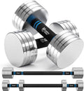 Upgraded Adjustable Steel Dumbbells 40LB / 60LB - 2 in 1 Dumbbell Barbell Set for Home Gym Workout