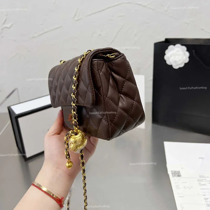New 2025 Color Designer Shopping Crossbody Diamond Lattice Soft Shoulder Bag Gold Ball Woc Chain Flap Leather Cowhide Hasp Belts