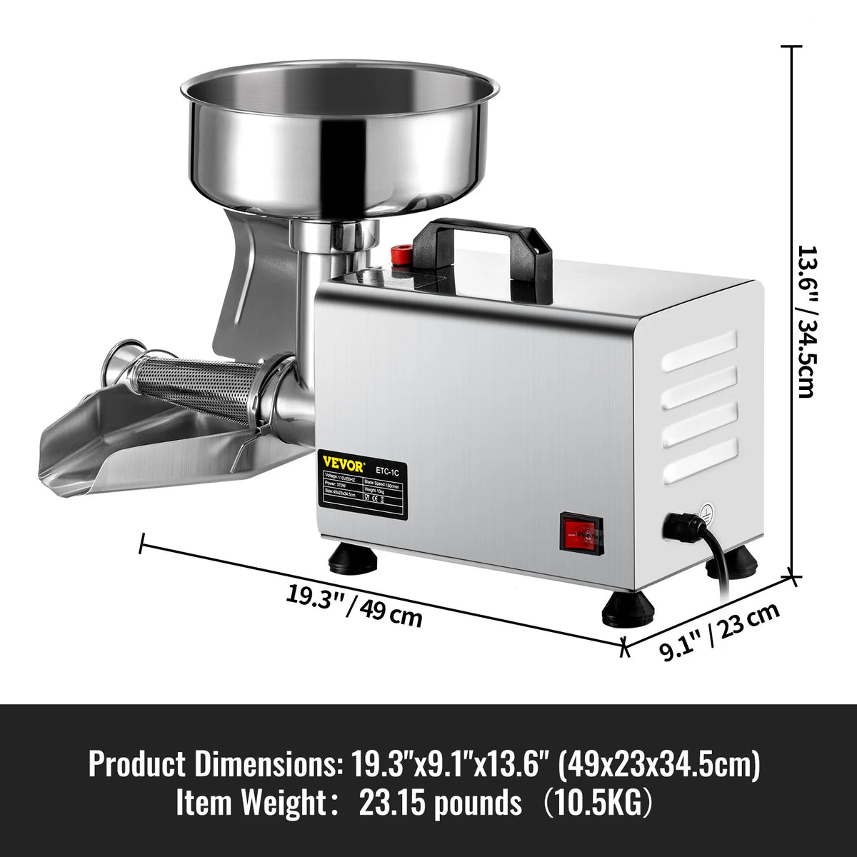 SucceBuy Electric Fruit Press Strainer Machine  Commercial Food Strainer Sauce Maker Stainless Steel Tomato Milling Tool