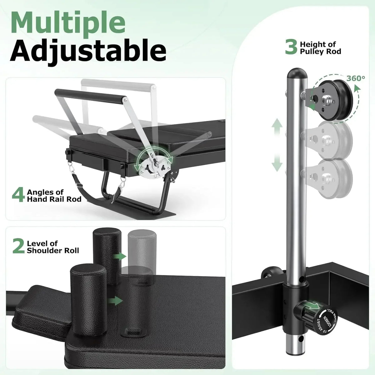 Pilates Machine 91.3" Large Foldable  with Longer Slide Rails Jump Board 2 Resistance Combinations 6.2' Height Friendly