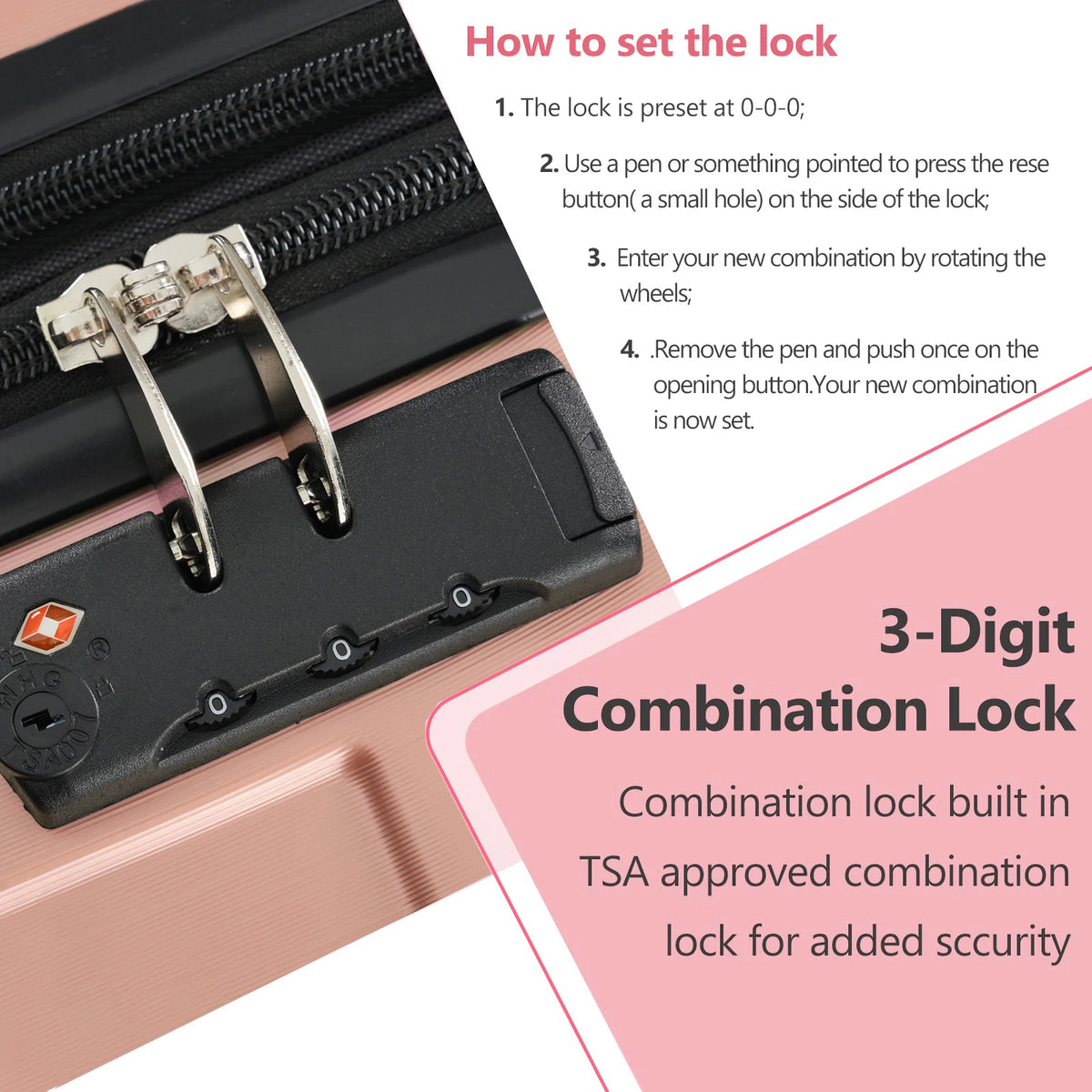 20 24 28" Rolling Luggage, Lightweight Durable ABS Suitcase with 360° Spinner Wheel, TSA Lock, Airline-Approved Travel Carry On