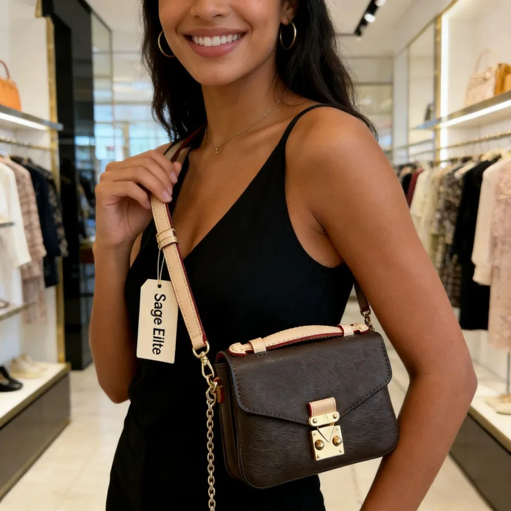Women's Sage Elite Stylish Leather Crossbody Bag Mini Chic Chain Shoulder Bag Elegant for Daily Casual Party Fashion Purse