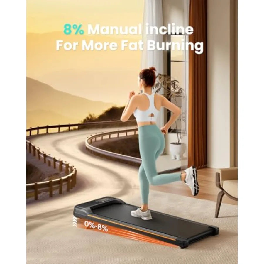 Walking Pad Under Desk Treadmill with Incline for Home Office 2.5HP Portable Walking Treadmill with 265 Lbs Weight Capacity Wal