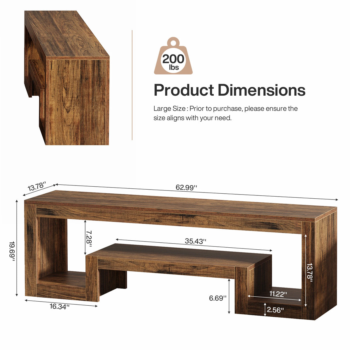 Tribesigns 63-Inch TV Stand for 55/60/65-Inch TVs, Farmhouse Entertainment Center with Open Storage Shelves, Rustic Brown Television Console for Living Room, Bedroom