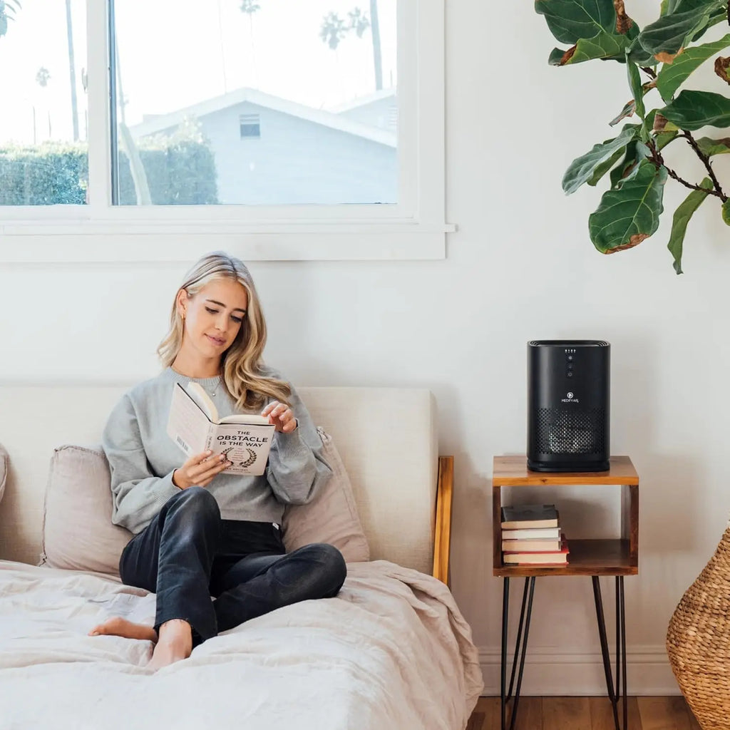 Air Purifier with HEPA H13 Filter, Covers 470 sq ft per Hour for Smoke, Odors, Pollen, Pets - Black