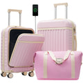 Front Opening Luggage Set 3 Piece: Hardside Carry-on Suitcase with USB Port, Expandable Design, Black Polycarbonate, TSA Lock S