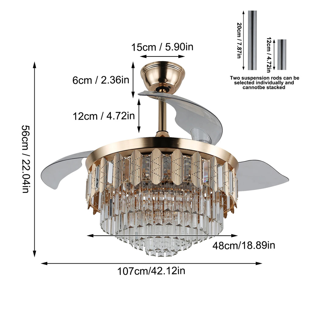 VETRULUS Modern Ceiling Fan With Led Light  Smart APP Remote Contro Reversible BLDC Intelligent Fandelier Lamp Indoor Fixture
