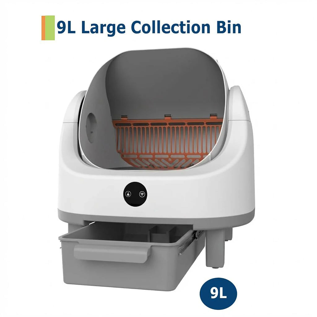 Open Top Self Cleaning Litter Box Automatic Smart Cat Toilet 9L Large Waste Bin APP Control Odorless Multi-Cat Sandbox