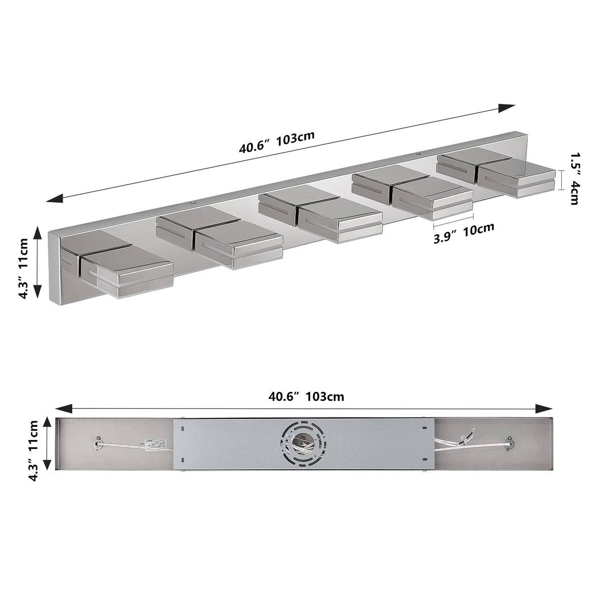 Modern Chrome LED Vanity Light, 5-Lights Wall Sconce for Bathroom and Mirror, Sleek Minimalist Design, Energy-Efficient