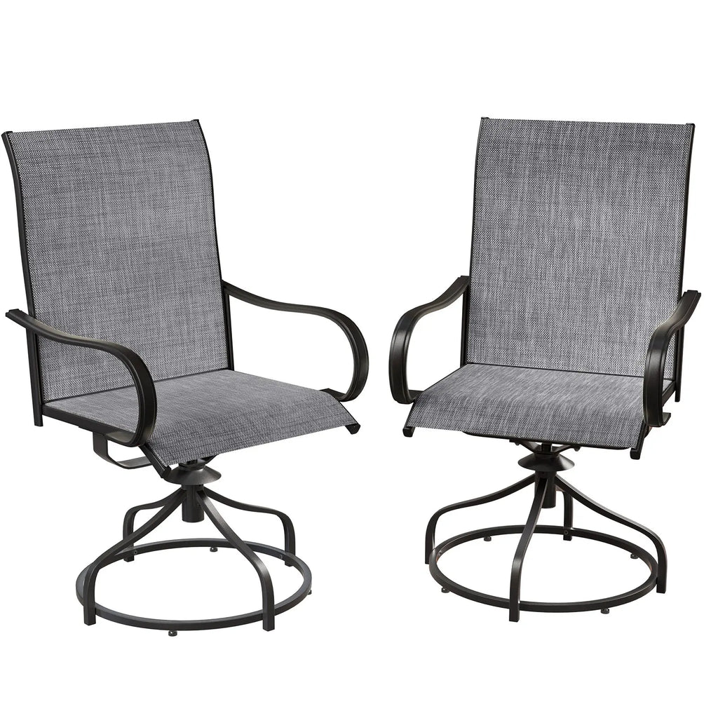 Patio Swivel Dining Chairs Set of 2, Outdoor Chair with Textilene Mesh Fabric & Black Metal Frame for All Weather Outdoor Garden