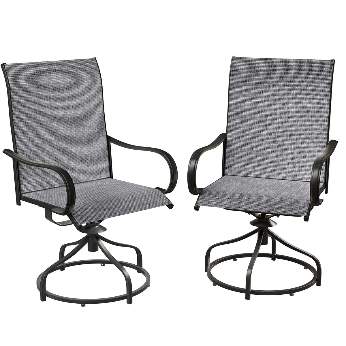 Patio Swivel Dining Chairs Set of 2, Outdoor Chair with Textilene Mesh Fabric & Black Metal Frame for All Weather Outdoor Garden