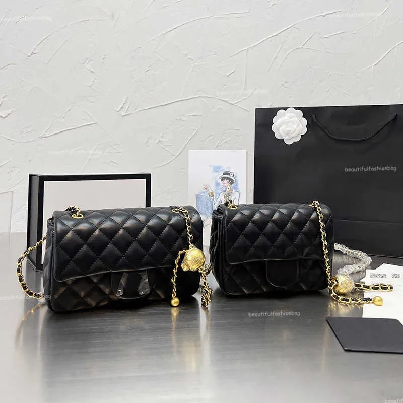 New 2025 Color Designer Shopping Crossbody Diamond Lattice Soft Shoulder Bag Gold Ball Woc Chain Flap Leather Cowhide Hasp Belts