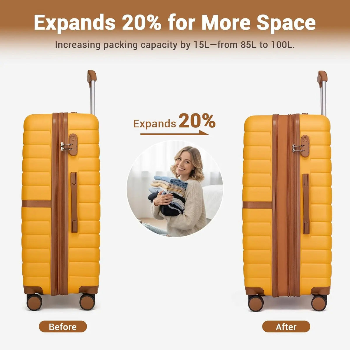 Expandable 28 Inch Luggage with Spinner Wheels, Large Checked Suitcase with TSA Lock, Lightweight Anti-Scratch PC+ABS Hardshell