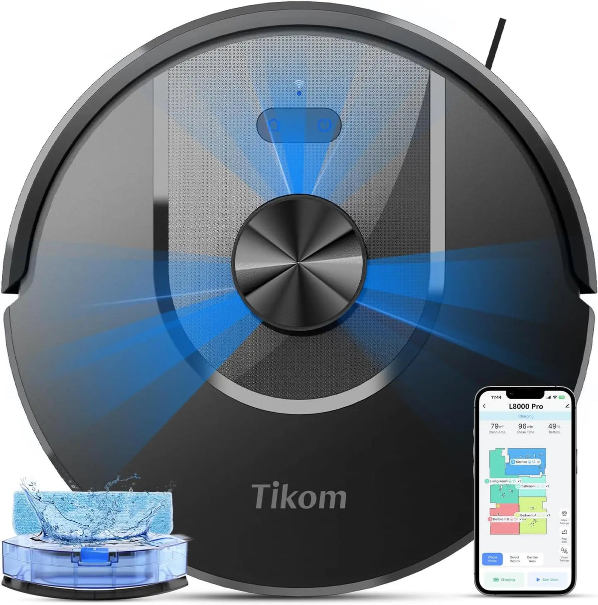 Automatic Robotic Vacuum Cleaner with Mop, 6000Pa Strong Suction, Smart Mapping, Ideal for Pet Hair and All Floors