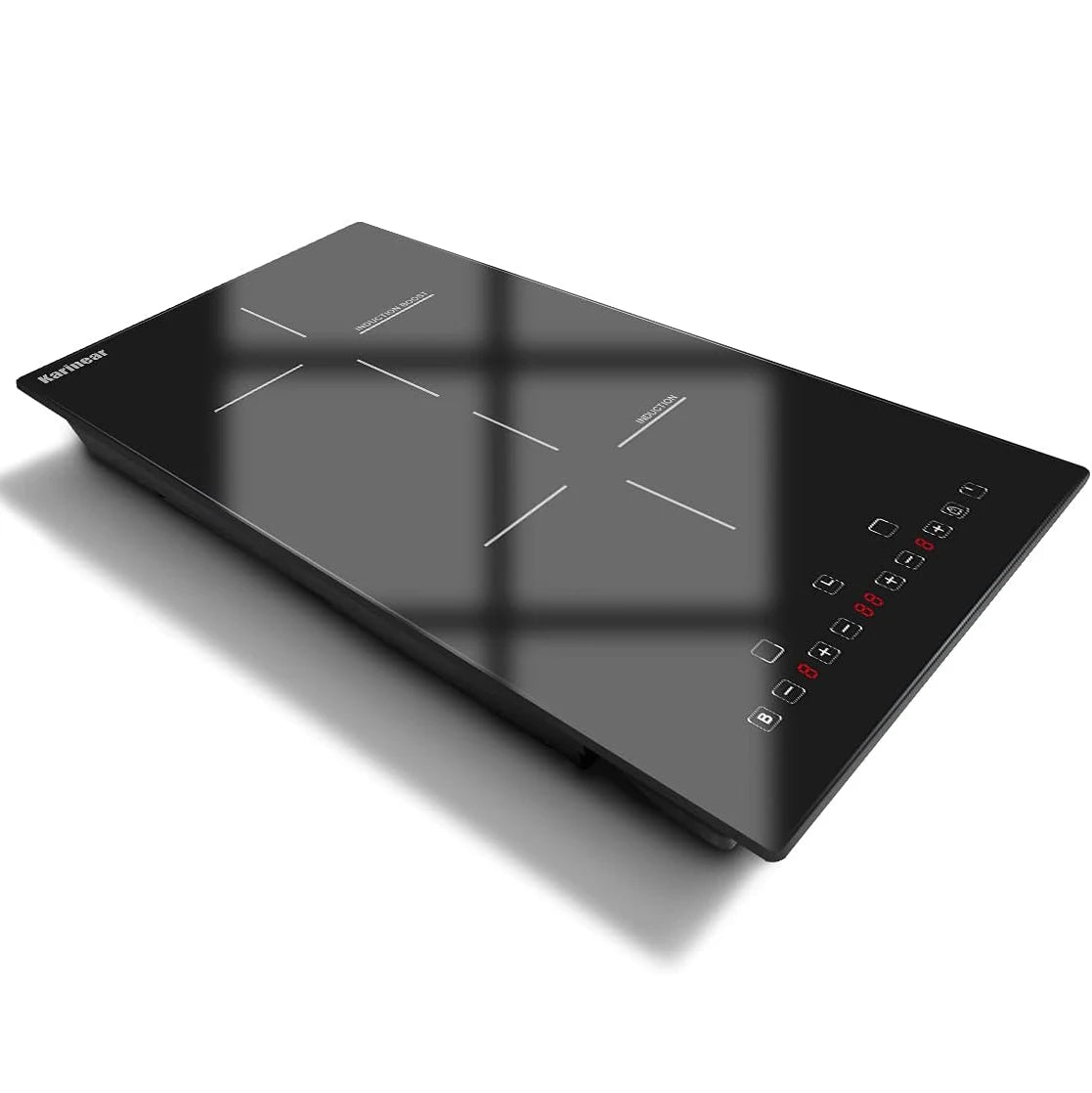 Karinear Induction Hob 29CM 2 Burner Drop In Electric Cooktop, Black Ceramic Glass with Booster, Timer,Safetylock Function, 230V