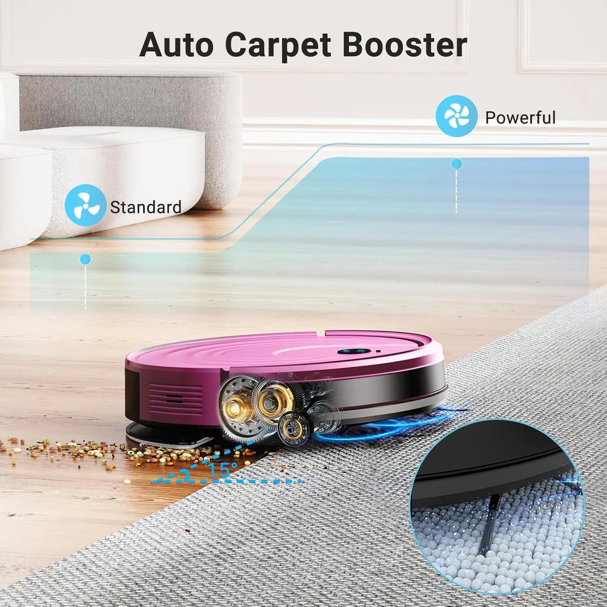 Robot Vacuum and Mop Combo 5000Pa, 650mL, WiFi/Alexa/App Control, Self-Charging Ultra-Slim Cleaner