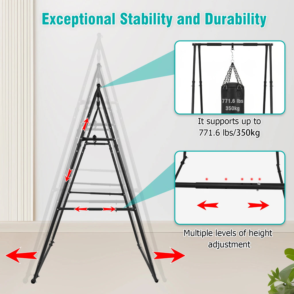 Foldable Free Standing Pull Up Bar Power Tower Dip Station 771LBS Capacity Strength Training Fitness Equipment for Home