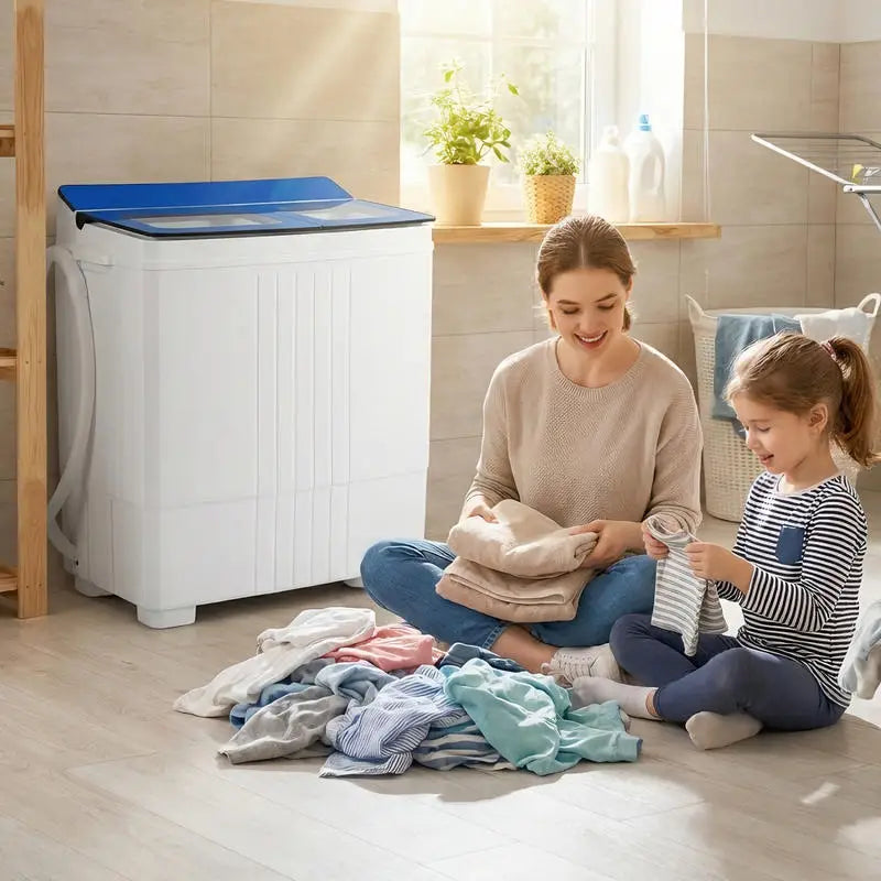 Portable Washing Machine 18 lbs Mini Laundry Machine with 11 LBS Washer-Blue